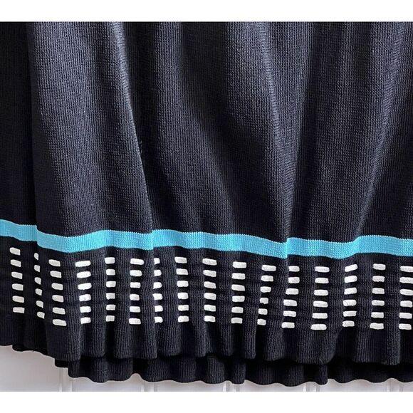 Grace Dane Lewis Sleeveless Stretch Sweater Tank Womens 3X Black Blue White Trim - Picture 3 of 6